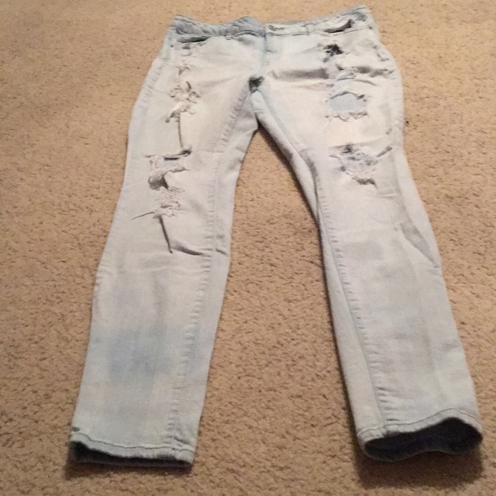 Light blue, ripped jeans
